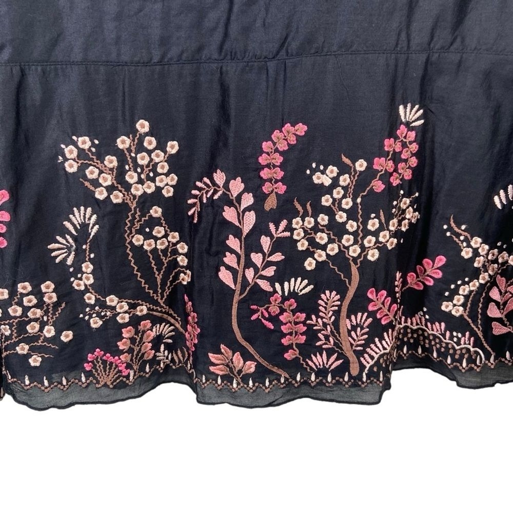 Sundance Black‎ Silk Blend Embroidered Long Sleeve Top Black Women's Size 4 - Picture 7 of 9
